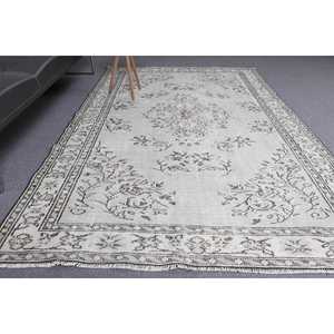 พรมขนาด 5.5x8.7 ฟุต, พรมวินเทจตุรกี, พรมขนสัตว์สีเทา - Product Image 2