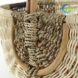 PANIER DE RÉCOLTE EN ROTIN Tissé à la main de qualité supérieure PANIER DE PIQUE-NIQUE du Vietnam avec poignées pour un transport et un stockage faciles - Product Image 5