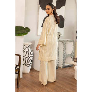Chemise élégante en satin et lurex jacquard KST-43028, col mandarin, manches trois-quarts, pyjama Dhaka, écologique, pour le printemps/été - Product Image 4