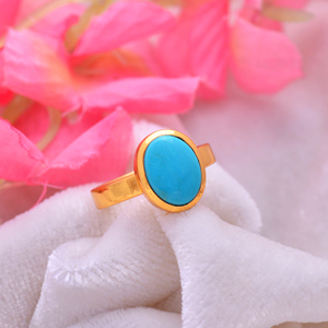 Giáng Sinh Món Quà Tự Nhiên Turquoise 11X9Mm Đá Quý 925 Sterling Silver Gold Mạ Nhẫn 5.64 GM Ngủ Vẻ Đẹp Cabochon Đồ Trang Sức - Product Image 2