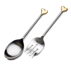 Juego de cubertería de lujo de acero inoxidable brillante, cuchara de ensalada moderna, servidor de ensaladas - Product Image 6
