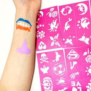 ชุดวาดภาพบนใบหน้าสำหรับเด็กสติกเกอร์สักลายศิลปะบนร่างกายแบบชั่วคราวแม่พิมพ์วาดลายพู่กันลมสำหรับงานเทศกาล - Product Image 3