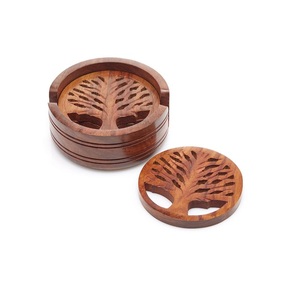 Round Shape Wooden Handmade Unique coaster <b>Set</b> of 4 with extra Preium Quality Customized Shape and Size for <b>Tea</b> <b>Cup</b> Serving - Product Image 3