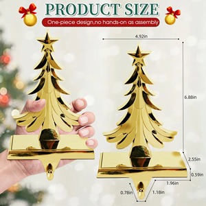 Soporte de calcetín navideño de Metal de lujo Premium para chimenea Mantel Holiday Festive Hanging Display Rack Organizer - Product Image 2