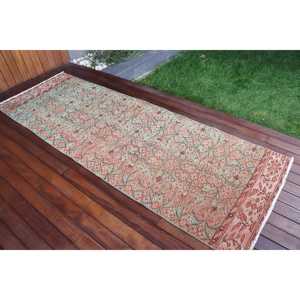 Tapis turc 2,9 x 8,8 pieds, tapis de couloir vintage, tapis uni vert et marron - Product Image 2