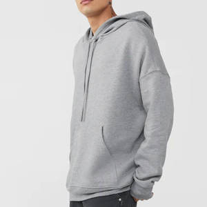 Sweat à capuche à manches longues pour hommes broderie automne et hiver poche ample couleur gris sweat à capuche sweats - Product Image 3