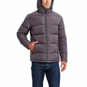 Chaqueta acolchada transpirable elegante para hombre para la temporada de invierno Diseño personalizable Capucha resistente al agua Cuello alto Tallas grandes Algodón - Product Image 1