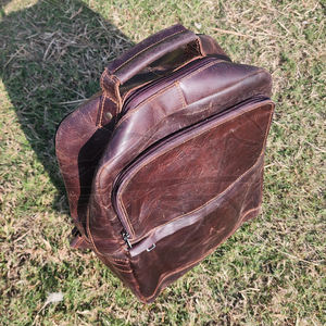 กระเป๋าเป้สะพายหลังใส่แล็ปท็อปหนังสีน้ำตาลแบบสั่งทำซิปผ้าฝ้ายแฟชั่นสไตล์วินเทจแท้สำหรับเดินทางเพื่อธุรกิจ - Product Image 5