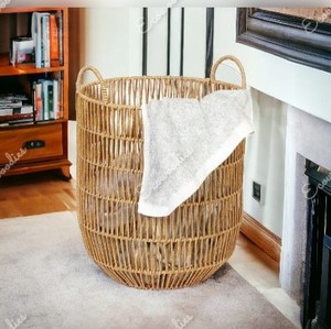 Home Organizer Space-Saving Rattan Bamboo Laundry <b>Basket</b> with Handle Woven <b>Basket</b> <b>for</b> Clothing Storage in <b>Bathroom</b> and Home - Product Image 3