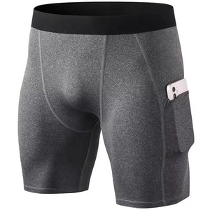 Fitness <b>Shorts</b> Custom Logo 85% Polyester 15% Spandex Sportswear Workout Fitness GYM Clothing <b>Men</b> <b>Compression</b> <b>Shorts</b> DDP shipping - Product Image 2