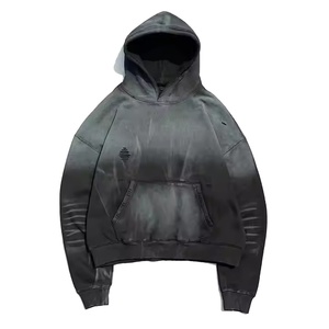 Pullover Hoodie Men French Terry Drop Shoulder No <b>Strings</b> Oversized Sun Faded Streetwear Men's Hoodies by Behram International - Product Image 4