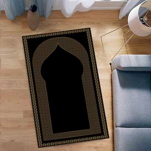 Tapis de prière avec accents dorés : Cadeau musulman élégant, tapis imprimé, tapis à poils doux - Product Image 2