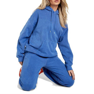 Ropa de calle con capucha y logotipo personalizado para mujer, conjunto de chándales lavados con ácido, Jogger deportivo personalizado de algodón de alta calidad al por mayor - Product Image 6