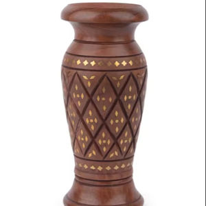 Florero hecho a mano de madera con incrustaciones de latón, para el hogar Decoración elegante, oficina, Sheeshamwood, decoración del hogar - Product Image 1