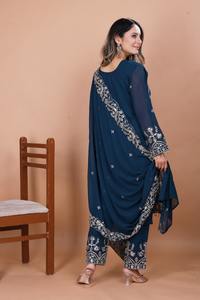 Salwar Kameez tendance de boutique indienne avec broderie de sequins, dupatta lourd, tenue de fête, tenue de mariage, tenue de festival pour femmes et filles - Product Image 2