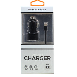 Caricabatterie per auto 2 in1 2.4A a doppia porta con cavo USB 3FT, ricarica rapida per modelli di iPhone e iDevice - Product Image 4