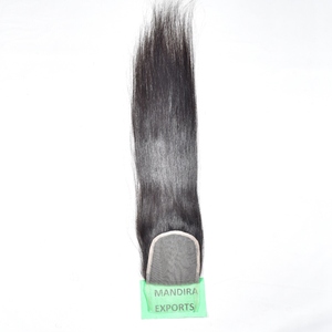 Precio al por mayor Cutícula alineada Cabello de un solo donante Virgen cruda Paquetes naturales indios HD Encaje suizo Straight Temple Cabello humano - Product Image 3