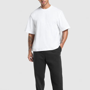 เสื้อยืดสตรีทแวร์สำหรับผู้ชายเสื้อยืดโอเวอร์ไซส์ทำจากผ้าฝ้าย100% พิมพ์ลายว่างเปล่ามีหลายสีพิมพ์โลโก้ตามสั่ง - Product Image 4