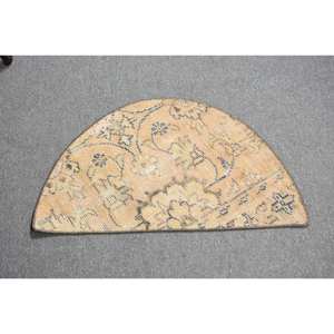 Tapis en laine bleu Beige classique 2.5x1.5 pieds Design Patchwork turc fait à la main pour salon chambre Rectangle couloir en peluche Latex - Product Image 1