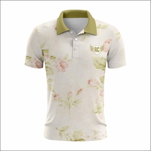 Camisetas de polo de golf informales unisex de talla grande con estampado floral, jersey de tela con cierre de botones, manga corta cómoda que absorbe la humedad - Product Image 2