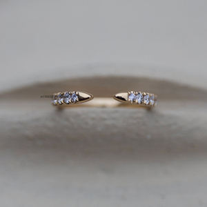 Bague de mariage queue de serpent en or massif 14K avec accents de diamant taille ronde, 2.3MM/1.8MM de large manchette ouverte faite à la main Bague vintage antique - Product Image 2