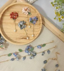 <b>Crochet</b> Earring Micro <b>Hook</b> Handmade <b>Crochet</b> Floral Jewelry Woven Dangler Braided Wedding <b>Crochet</b> Amigurumi Eardrop Necklace - Product Image 6