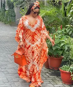 Radiant Spectrum Vibrant Tie Dye Cotton Kaftan Dress for Ultimate Beachfront Elegance at wholesale price