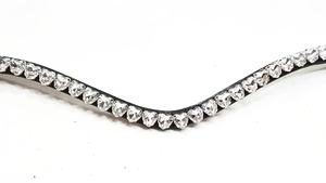 Bride de luxe en cuir premium avec frontale en cristal en V et strass, équipement équestre personnalisé pour dressage et saut d'obstacles - Product Image 2