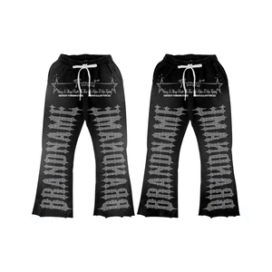 BRANDNAME <b>Red</b> Hoodie And Sweatpants Set <b>Glitter</b> Print Streetwear Full Length Loose Fit Unisex Autumn Wear - Product Image 3