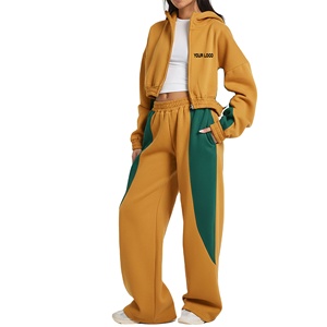 Conjunto Deportivo Color Block para Mujer, Nueva Llegada 2026, Sudadera con Cierre y Pantalones Anchos, Ropa Casual Urbana - Product Image 1