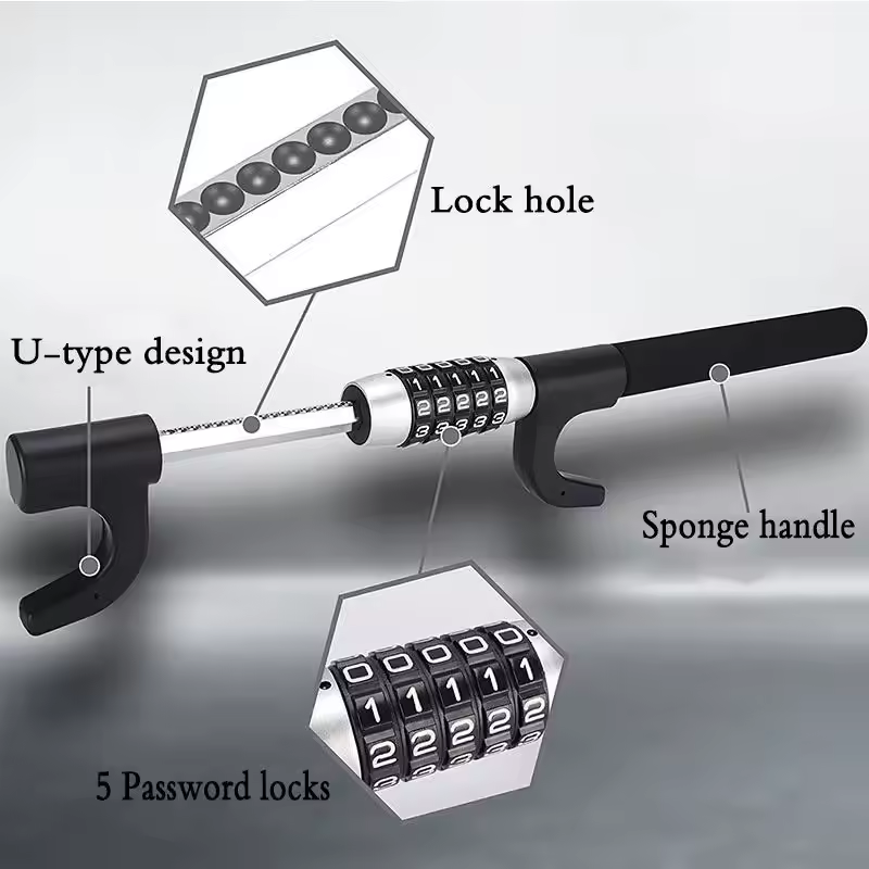 Universal Vehicle 5-Digit Combination Anti-Theft Steering Wheel Lock | NBRATO Brand | ajfpt.com