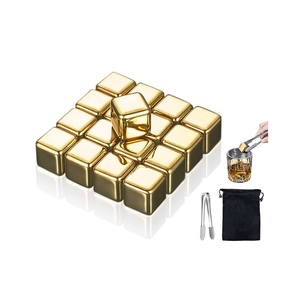 Glaçons en acier inoxydable or poli Bar Party Dinner Chilling Stone Metal Ice Cube pour une taille personnalisée prix bon marché - Product Image 5