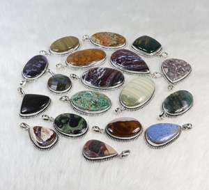 Pendentif en alliage de zinc cristal cabochon de pierres précieuses naturelles pour la fabrication de bijoux - Product Image 2