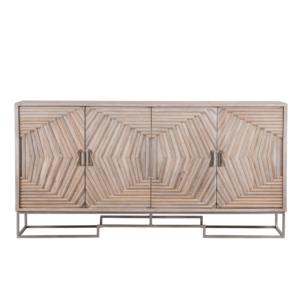 Luxury CNC Mango Wood Dining Sideboard Four Doors-Modern Farmhouse Style <b>Storage</b> <b>Cabinet</b> for Home Bar Living Room Bedroom Hotel - Product Image 3