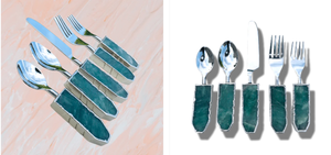 ชุดช้อนส้อมโมราสีขาว | ชุดช้อนหินอเมทิสต์ธรรมชาติ - Product Image 5