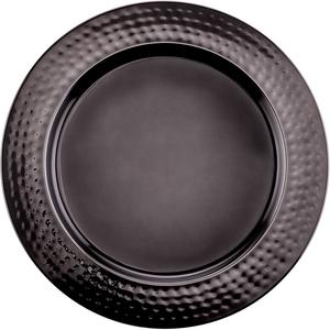 Assiette de service de vaisselle à bordure martelée à revêtement noir - Product Image 1