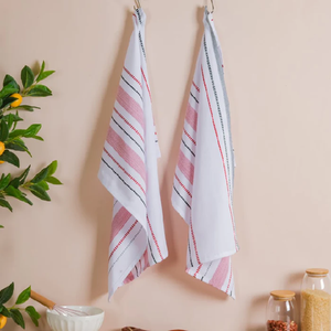 Paño de limpieza multiusos bordado GOTS de algodón puro a rayas 100%, juego de secado rápido altamente absorbente de 2 toallas de cocina de Golf - Product Image 3
