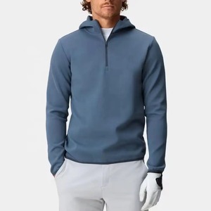 Vente en gros : Sweat à capuche pour homme en coton épais, qualité hiver, avec impression en relief, coupe classique, impression personnalisée, demi-fermeture éclair - Product Image 1
