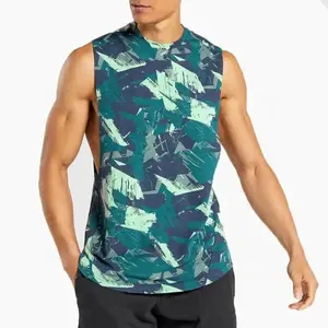 New fashion men's gym sublimation tank tops hight quality sleeveless workout muscle tee custom workout singlets shirt