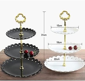 ชั้นวางช็อคโกแลตสามชั้นรูปทรงกลมพร้อมแท่นวางช็อคโกแลตเคลือบสำหรับเสิร์ฟช็อกโกแลตและของหวาน - Product Image 4