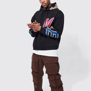 Sweat à capuche oversize en coton 100% pour l'hiver, impression numérique, teinture unie, streetwear, épaules tombantes - Product Image 2