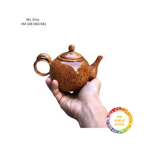 Handmade Coconut Wood <b>Tea</b> Set Leaf Shaped Base Coconut Wood <b>Tea</b> Set 6 Small Cups Traditional Wooden Craft <b>For</b> Home <b>Gift</b> - Product Image 5
