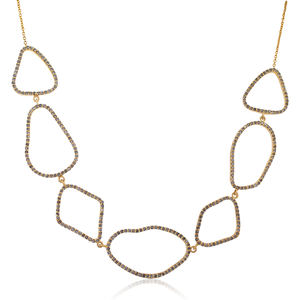 Collar de cadena de oro de 14 quilates con diamantes de pavé, joyería hecha a mano, forma irregular - Product Image 3