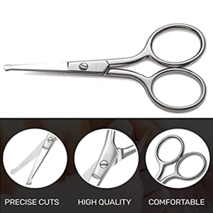 Tijeras para el vello facial redondeado más vendidas, tijeras para recortar el cabello y la barba para las cejas, la nariz, el bigote, la barba - Product Image 2