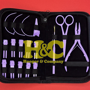 Purple Hair Extension <b>Tools</b> <b>Kit</b> Orange Plier Scissors Needles Pouch <b>Mini</b> Hair <b>Tool</b> <b>Kit</b> Stainless Steel Tape Clip Loop logo - Product Image 6