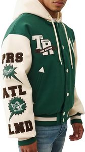 Veste universitaire rétro en laine pour homme, bomber classique avec patchs logo - Product Image 2