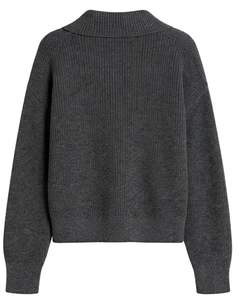 Manufacturer Customized <b>Mens</b> Quarter Zip <b>Knit</b> Sweater Dark Grey Ribbed Texture High Neck Warm Winter Casual Pullover OEM Custom - Product Image 2