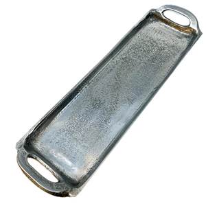 Plateau de service rond en aluminium martelé en argent avec poignées Vaisselle Plateaux de service alimentaire pour fournitures d'hôtel et de restaurant - Product Image 3