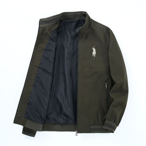 Veste en jean vintage pour homme, col montant décontracté, 100% coton, logo sur le devant, coupe ample d'hiver, réversible, séchage rapide, respirante - Product Image 3