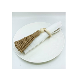 Estilo Cuentas de madera Servilleteros Anillos Cuerda Borlas tejidas a mano Servilletero de madera Accesorios artículos en venta - Product Image 5